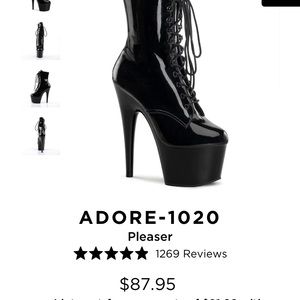 COPY - Black Pleaser lace up 7’ stiletto heel